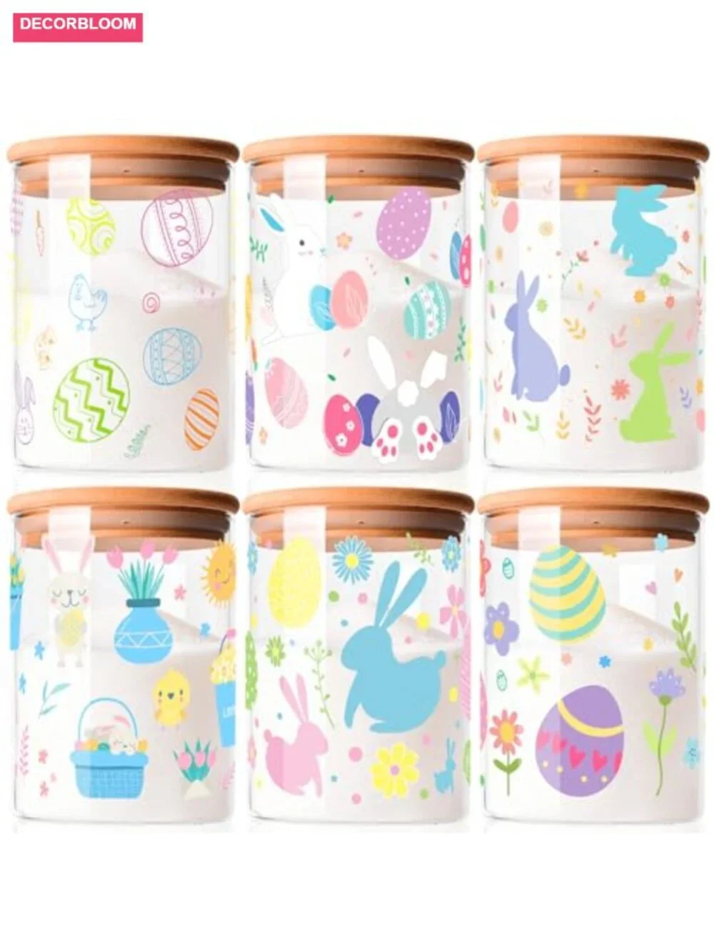 Airtight Glass Jar with Bamboo Lid Set of 6 - Food Storage Canisters for Pantry